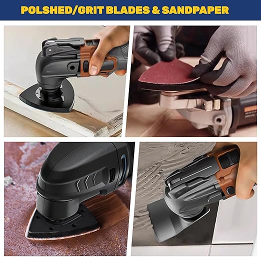 115PCS Oscillating Tool Saw Blades Multitool Kits Sandpaper Cutting Wood Metal Plastics Quick Release Fit Fine Dewalt Ryobi Milwaukee Rockwell Makita Fein Porter Cable Bosch