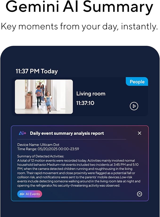 Dot 2K QHD Wireless Smart Security Camera, 170° Wide Angle, AI Human Detection, 2 Way Audio, Night Vision, Free 7 Day Cloud Storage, Indoor/Outdoor, 2.4Ghz Only