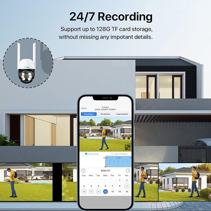 SV3C 2 Pack PTZ Security Camera Outdoor, 1080P Pan Tilt WiFi IP Camera, Auto Tracking 360 Camera, ONVIF, Color Night Vision, 2-Way Audio, Human Motion Detection, Waterproof, 24/7 Recording, Camhipro