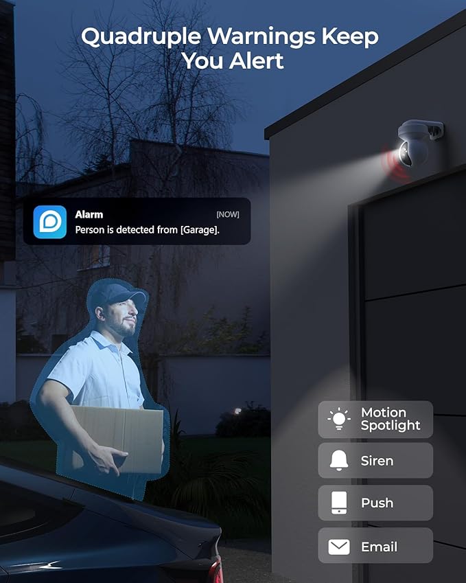 REOLINK 4K Outdoor Plug-in WiFi 6 Security Camera, PTZ Camera for Home Security, Wi-Fi 6 New Tech, Motion Tracking, Smart Detection, 3X Optical Zoom, Motion Spotlight, Local Storage, E1 Outdoor Pro