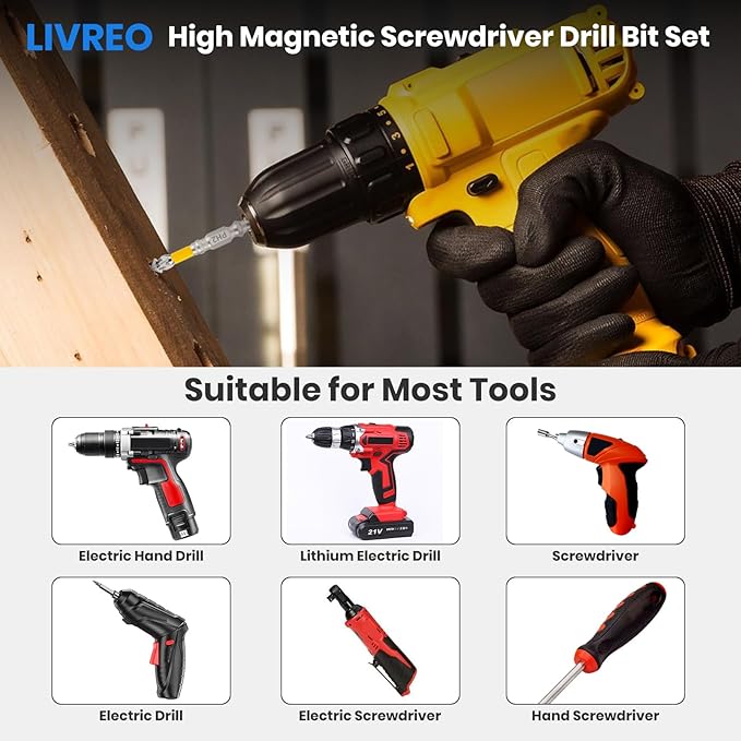 High Magnetic Screwdriver Drill Bit Set, K5 Impact Resistant Non Slip Bit, Strong Magnetic Drill Bit Set, Anti-Slip Magnetic Electric Screwdriver Set, 25 50 65 70 90 150mm (6Pcs)
