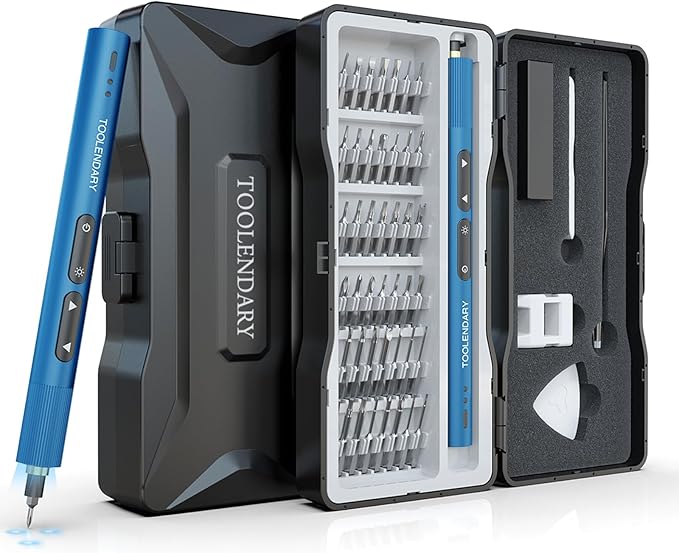 Electric Screwdriver Sets, 55 in 1 Mini Electric Screwdriver Rechargeable, Precision Screwdriver Kits with Magnetic Bits, Small Power Screwdriver Set for Phone, Glasses, Blue
