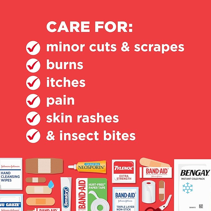 All-Purpose Portable Compact First Aid Kit for Minor Cuts, Scrapes, Sprains & Burns, Home, Car, Travel, Camping & Outdoor Emergency Kit, 160 Pieces