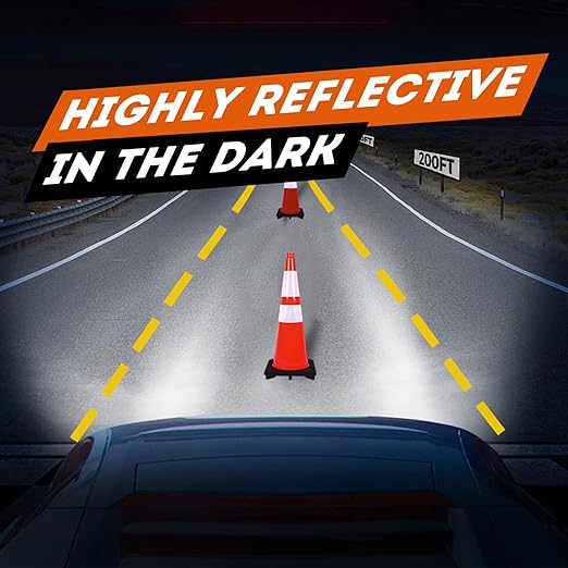 Traffic Safety Cone 28 Inches, with Reflex Collars of Parking Lots, Lane Road Traffic Control Construction Driving Safety Cone 6 Pack