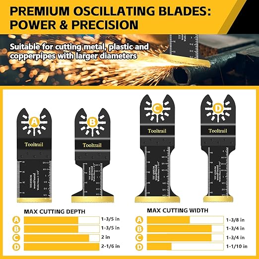 30 PCS Titanium Oscillating Tool Blades Metal Cutting,Universal Multi Tool Blades Kits for Metal Nails Wood and Plastic,Oscillating Saw Blades Fit Dewalt Ryobi Milwaukee Rockwell Fein