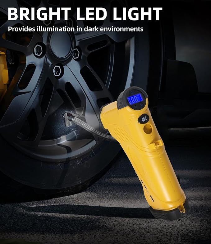 150PSI Tire Inflator Portable Air Compressor, 12V/20V Dual Power, USB Output, Ideal Air Pump for Car Tires, Off-Road, Truck, Motorcycle, Ball Sports