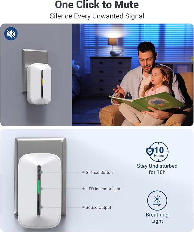 Ecoey Carbon Monoxide Detectors Plug-in with Advanced Electrochemical Sensor 10 Year Carbon Monoxide Detector Foldable Plug with Battery Backup CO Detector for Home and Kitchen FJ146A, 2Packs