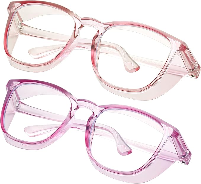 Safety glasses Goggles Nurses Protective Eyewear - Anti Fog Square Frame Stylish Clear Glasses for Women Men