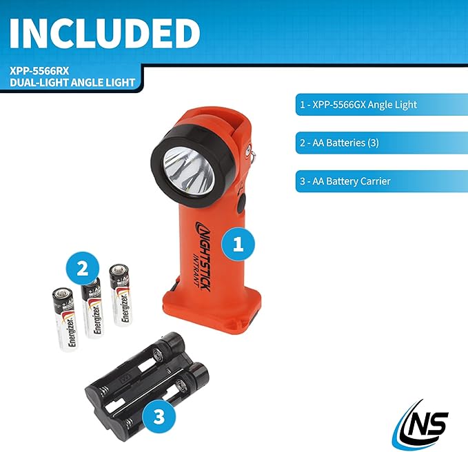 Nightstick XPP-5566RX Intrant Intrinsically Safe Dual Angle Light - 3 in 1 Flashlight, Floodlight, Dual-Light - 8 Brightness Modes - Red