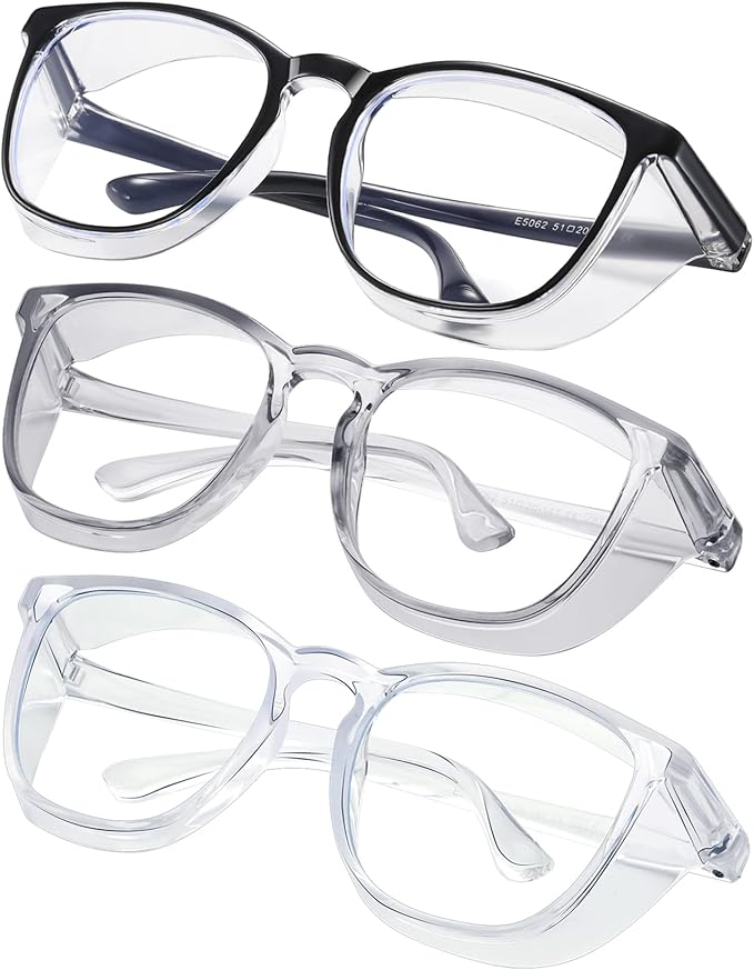 Safety glasses Goggles Nurses Protective Eyewear - Anti Fog Square Frame Stylish Clear Glasses for Women Men