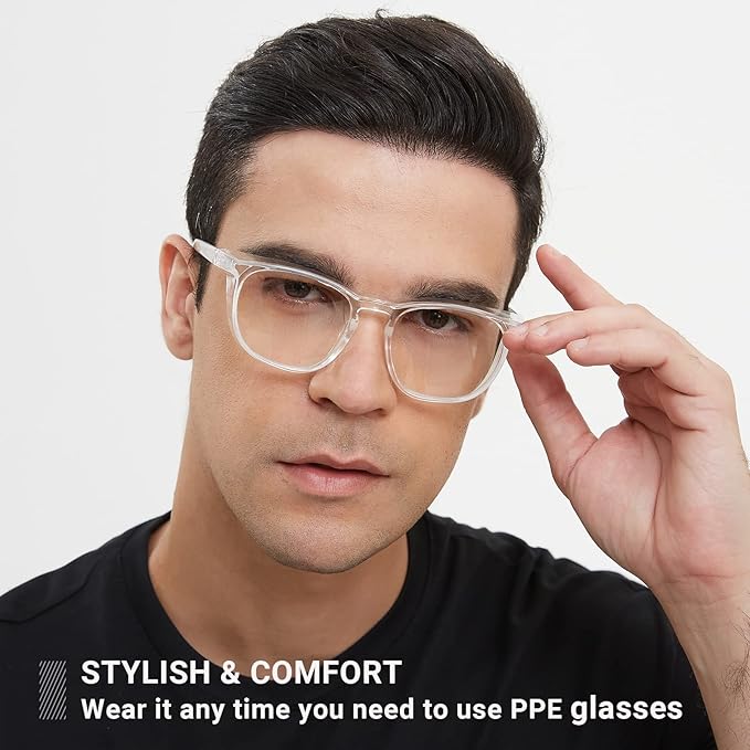 MORK&SUKY Safety Glasses, Stylish Goggles With No Fog Lense, Alternatives To Regular Protective Eyewear For Lab and Nursing.