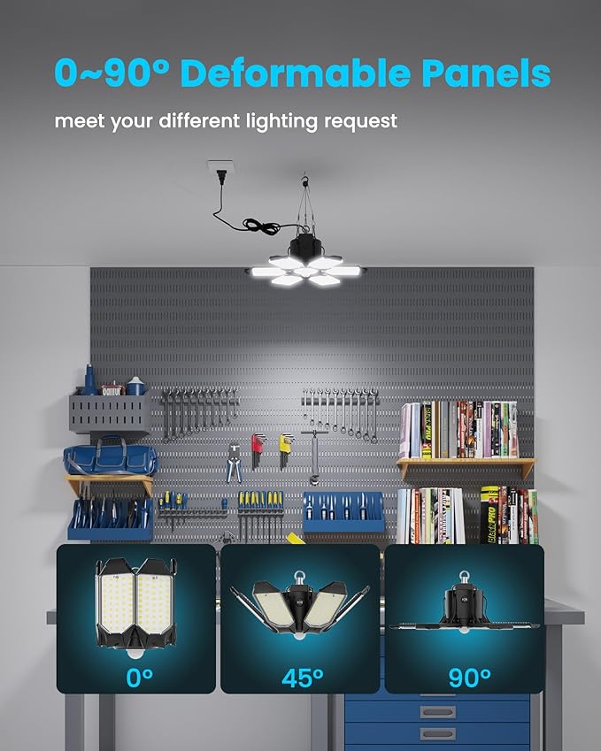 Plug-in Motion Sensor Garage Light 20000LM, Linkable Garage Ceiling Light Led with E26 Adapter,Motion Sensor Light Indoor Blub - 360° Detection for Workshop/Basement