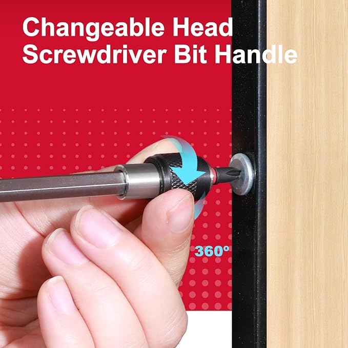 Magnetic Changeable Head Manual Screwdriver Holder, Quick Change&Release 1/4” Hex Bit Extension Holder for Screwdriver Bit, Nut driver, Socket Adapter
