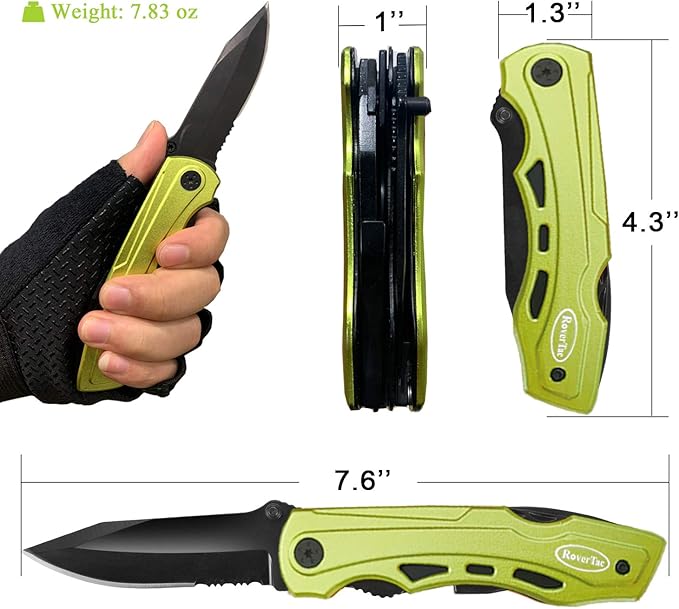 RoverTac 15-in-1 Multitool Knife – Gifts for Men, Dad, Husband – Folding Knife with Screwdrivers, Pliers, Saw – Camping Gear for Hiking, Survival, DIY, Great for Valentine, Birthdays, Father’s Day