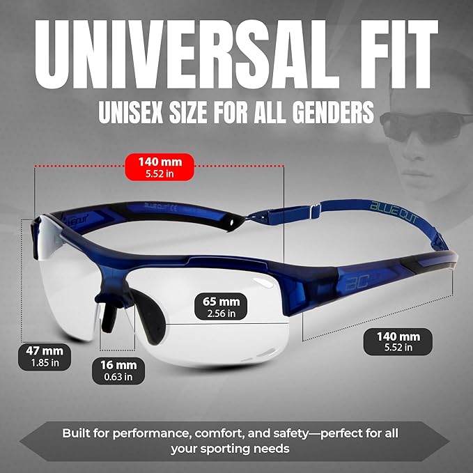 BLUE CUT Sports Safety Goggles Interchangeable Sun Lens Anti Fog UV Protection Indoor Outdoor Pickleball Cycling Basketball