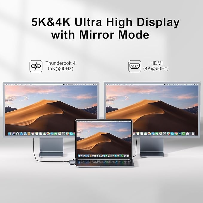 USB C Hub, USB C Adapter, 7 in 2 USB-C Hub for MacBook with Thunderbolt 4, 4K HDMI, Type C, 2 USB A, SD/TF Card Reader, Compatible with MacBook Pro 2016-2024, MacBook Air 2018-2025 (Spacegray)