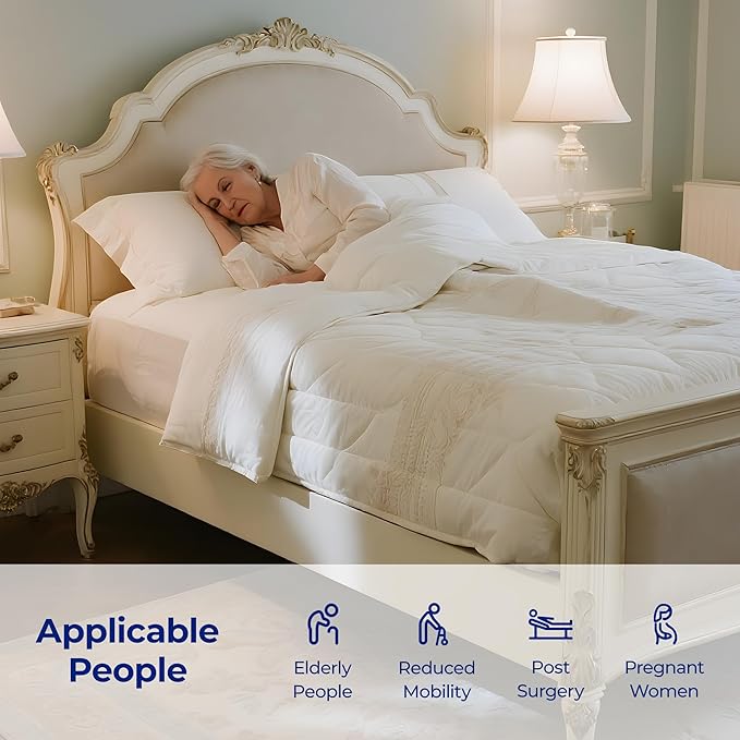 C5 Pro Bed Rails for Elderly Adults Safety - Foldable Bed Assist Rail with Adjustable Height, Bed Cane with Non-Slip Wider Handrail, Motion Sensor Light Fits King Queen Twin Beds, Supports 350 LBS