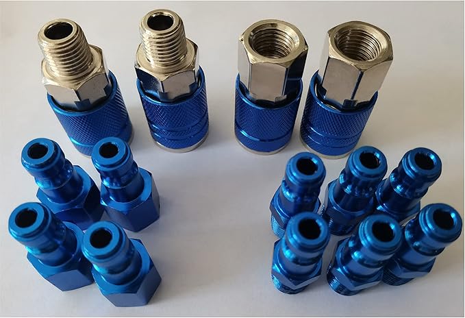 Type C Air Fittings Connect Automotive Air Plug & Coupler Set 14PCS Air Hose Fittings for Air Compressor Fittings Kit Aluminum T/Auto Air Fitting Set
