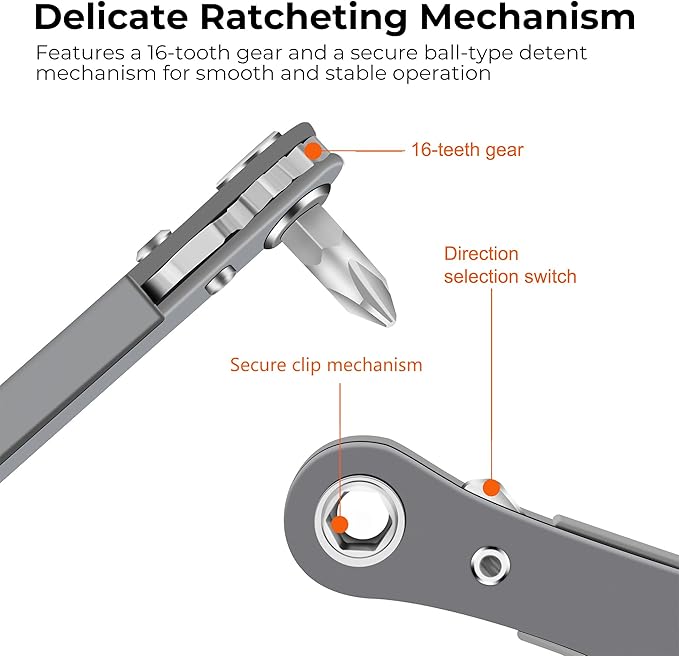 MULWARK 11pc Right Angle Screwdriver 1/4 Mini Ratchet Wrench Close Quarters Pocket Screwdriver Set with High Torque & Low Profile- EDC Tool with 90 Degree Mini Offset Reversible Drive Handle