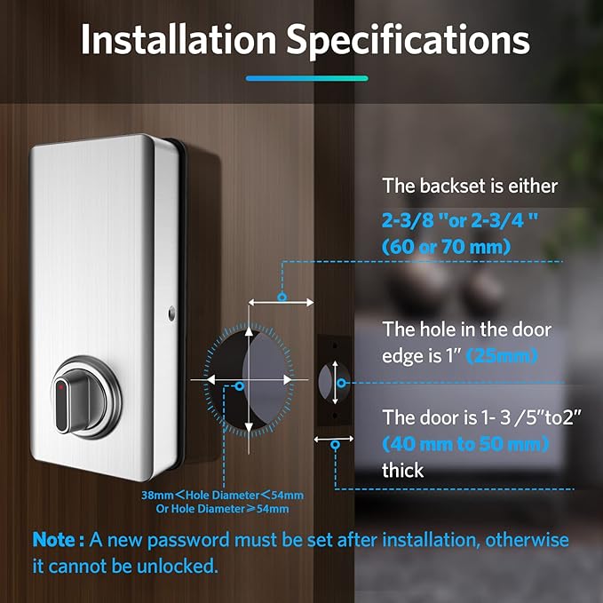 Keyless Entry Door Lock, Smart Deadbolt Lock with Bluetooth App, Electronic Keypad, IC Card, Spare Keys, Security Waterproof Smart Lock Easy Install USB Ideal for Home Use, Office, Hotel.(Sliver)