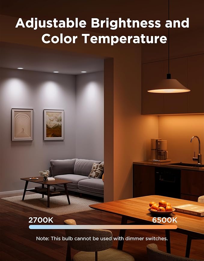 Govee BR30 Smart Light Bulbs, Works with Matter, Alexa and Google Assistant, LED Light Bulb, WiFi RGBWW Color Changing Flood Light Bulbs, Recessed Can Light Bulb, 2.4Ghz only, 850 Lumen, 6 Pack