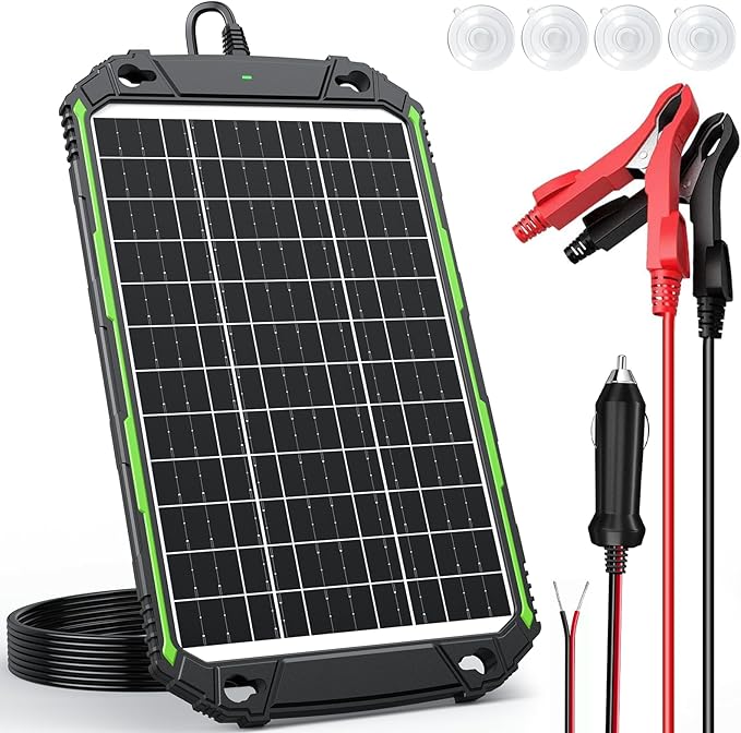 15W 12V Solar Battery Charger Maintainer PRO, Built-in Smart MPPT Charge Controller, Waterproof 12 Volt Solar Panel Trickle Charging Kits for Car Auto Boat RV Marine Trailer Camper