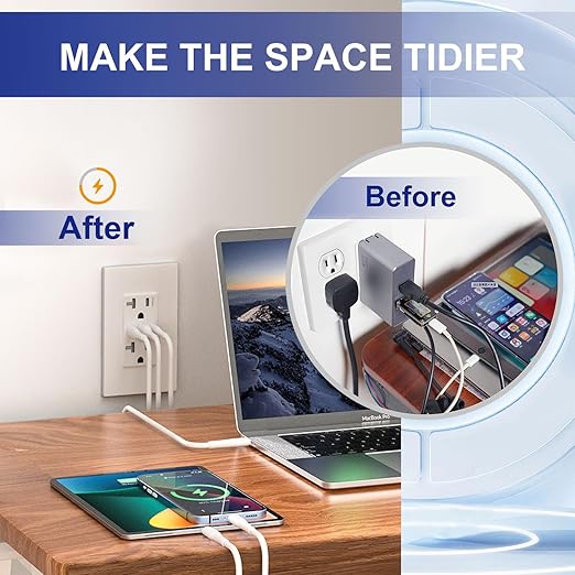 USB Wall Outlet, 65W GaN USB Outlet Receptacles with 3 USB Ports,20 Amp Tamper-Resistant Electrical Outlet with 1 Type A&2 Type C,Screwless Wall Plate Included,UL Listed