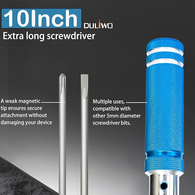 10-Inch Flat Head Screwdriver, Long Screwdriver with Detachable Aluminum Handle, Durable High-Torque for Auto Repair, Tight Spaces, and Home DIY, Extra Long