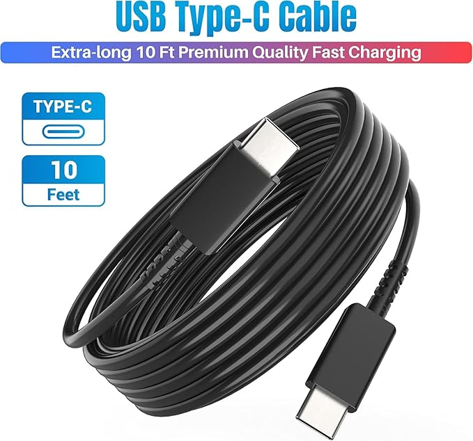 Galaxy S25 S24 Android Charger 45W, for Samsung Charger, Super Fast Charging USB C Block, Type C Charge Cable Extra Long 10ft for Galaxy S25, S24, S23, Z Fold 3/4/5/iPhone 17/17 Air/Tablet