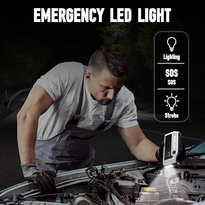 Car Battery Jump Starter 4000A Peak, Portable Battery Jumper Starter Up to 8.0L Gas & 6.0L Diesel Engines, 12V Car Jumper Battery Pack Charger with Flashlight