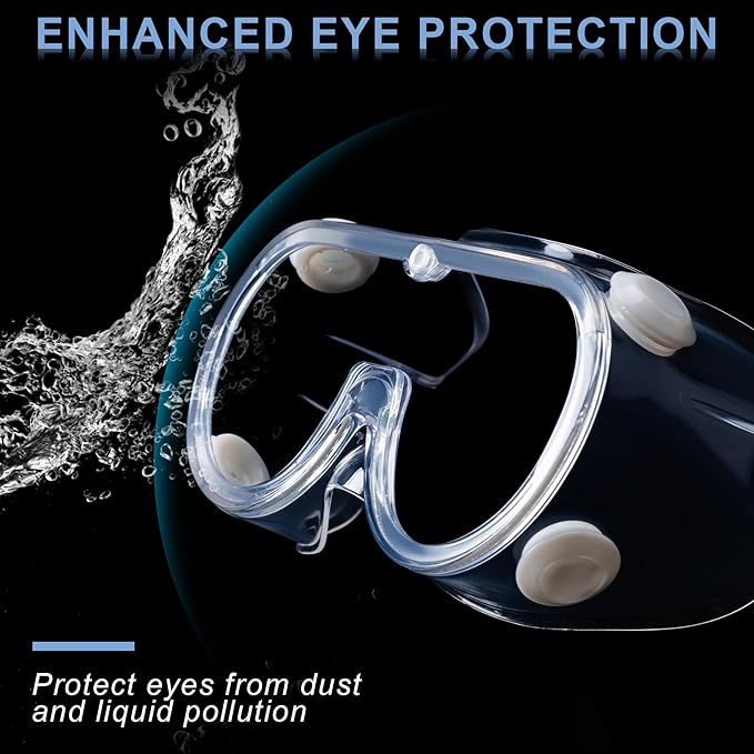 2-Pack Safety Goggles, Anti-Fog Lab Goggles, Over Glasses Safety Glasses for Chemistry Lab, Mowing, Woodworking, Painting, Construction, Industrial Use