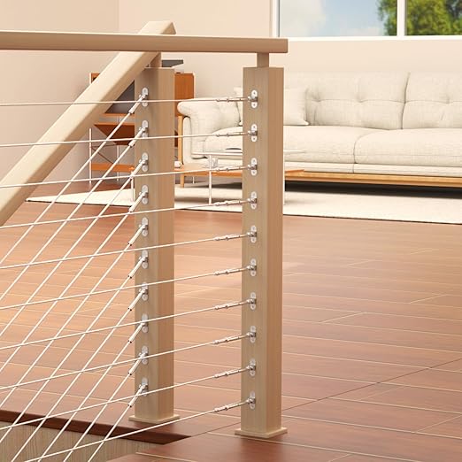 BLIKA Upgraded 10 Pairs 1/8" Swageless Cable Railing Kits, No Need Crimper Tool, T316 Stainless Steel, 180 Degree Adjustable Angle Swageless Surface Mount Turnbuckle for Wood Posts(Level & Stair)