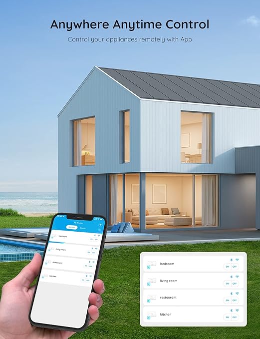 Govee Smart Plug 15A, WiFi Bluetooth Outlets 4 Pack Work with Alexa and Google Assistant, WiFi Plugs with Multiple Timers, Govee Home APP Group Control Remotely, No Hub Required, ETL&FCC Certified