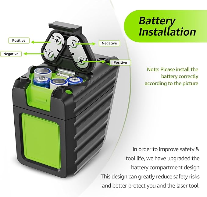 Huepar Laser Level, 150Ft Self Leveling Green Cross Line Laser Outdoor Use with Receiver (Pulse Mode 197Ft), for Picture Hanging, Tile, DIY Decoration – 360° Magnetic Base & AA Battery Included