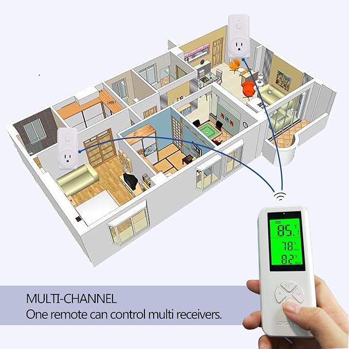 DIGITEN Wireless Thermostat Outlet (with 2 Receivers) Plug-in Temperature Controller Greenhouse Temperature Controller Outlet Reptile Thermostat Plug Remote Control Temp Built-in Sensor for Homebrew