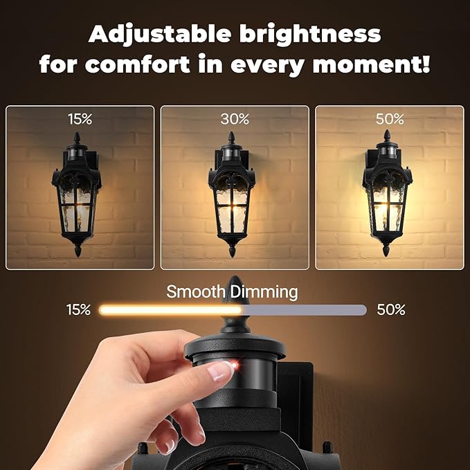 Motion Sensor Outdoor Lights with GFCI Outlet, 16.4" H Black Porch Light Outdoor, Dusk to Dawn Outside Lighting for House, Aluminum Anti-Rust Outside Light Fixtures Wall Mount for Garage Patio