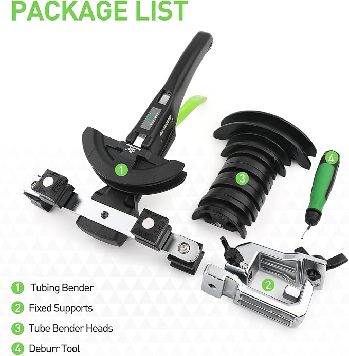 Super Stars Tubing Bender Kit 1/4in-7/8in Ratchet Copper Pipe Bender Tool Set HVAC 90° Bend with 7 Dies for Refrigerator Air Conditioner