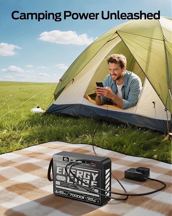 MOVE SPEED 70000mAh Power Bank, 35W PD 3.0 Fast Charging Portable Charger, 4 Outputs 2 Inputs High Capacity USB C Battery Pack with LED Display for Phone Tablet Outdoor Camping Office