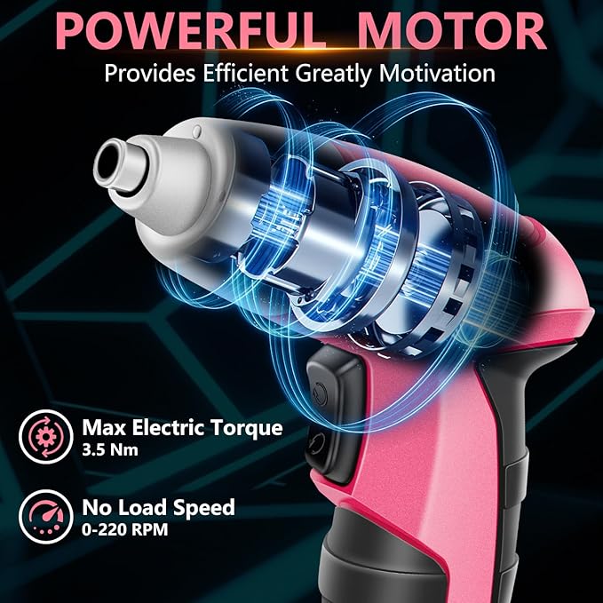 Pink Tool Kit with 3.6V USB Electric Screwdriver, 112 PCS Home Tool Set with Cordless Drill Set, Hand Tool Kits for Women