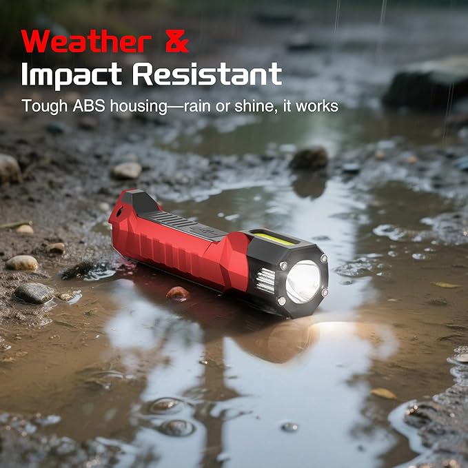 Anhay Rechargeable Work Light, 1200 Lumens LED Work Light with 160° Swivel Head, Magnetic Base & Hooks, 6 Lighting Modes Magnetic Work Light for Car Repairs, Emergencies, and Power Outages