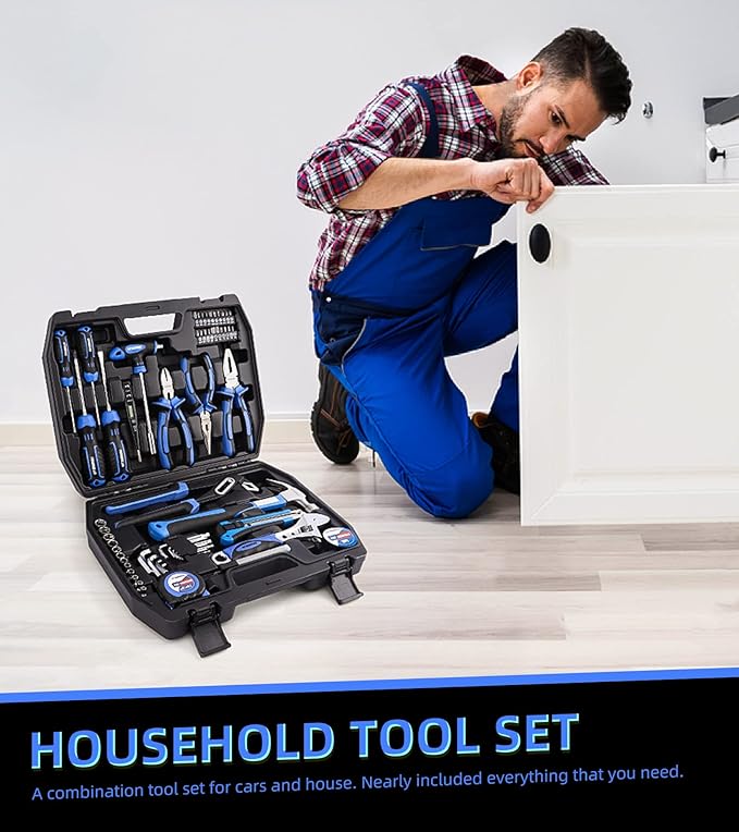 62 Piece Tools Set, General Household Tool Kit with Storage Toolbox, Basic Tool Set for Home, Garage, Apartment and Dorm