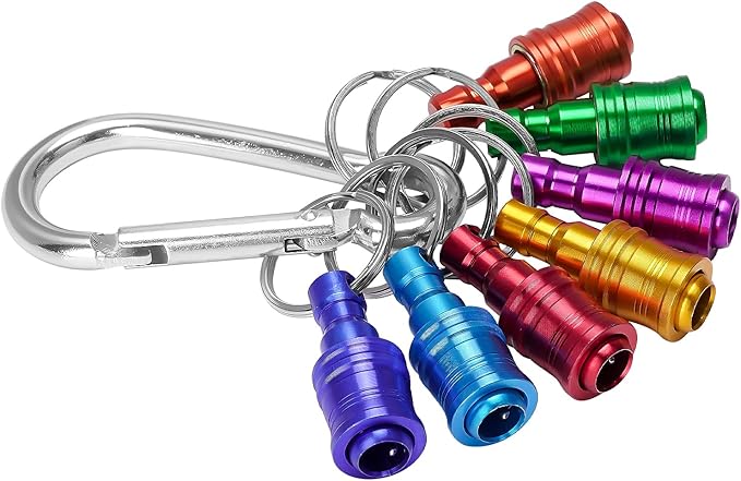 LUEXBOX 1/4 Inch Bit Holder Keychain, Hex Screwdriver Bits Holder Extension Bar, Quick Change Screw Bit Holder for Most Electric, Hand-held Screwdrivers and Drill Bits (E: Multicolored 7pack)