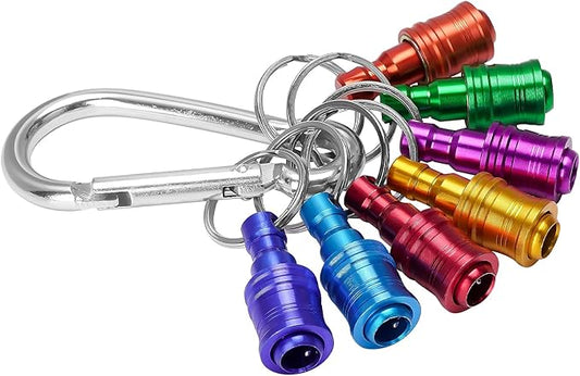 LUEXBOX 1/4 Inch Bit Holder Keychain, Hex Screwdriver Bits Holder Extension Bar, Quick Change Screw Bit Holder for Most Electric, Hand-held Screwdrivers and Drill Bits (E: Multicolored 7pack)