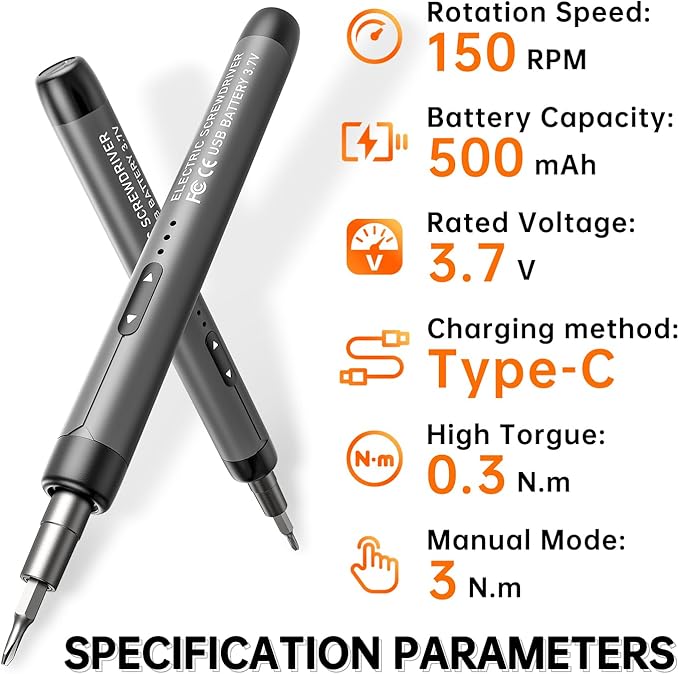Electric Screwdriver Set, Precision Screwdriver Set, Magnetic Drill Bit, Magnetic Storage, Mini Precision Electric Screwdriver Repair Kit for PC RC Electronics