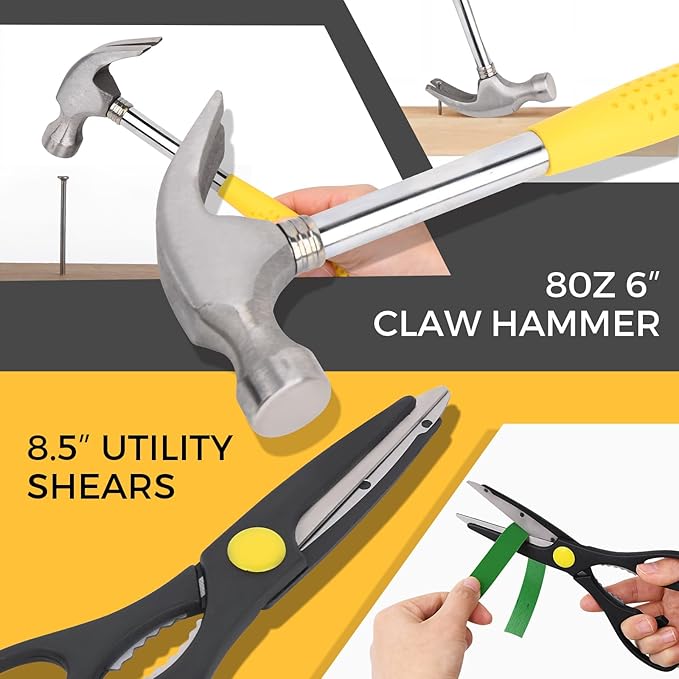 WGGE 39-Piece Home Tool Set/Hand Tool Set β Durable Household Hand Tool Kit with Hammer, Screwdrivers, Pliers, Wrench, Hex Keys & More β Compact Storage Case for Home Repairs, DIY & Maintenance