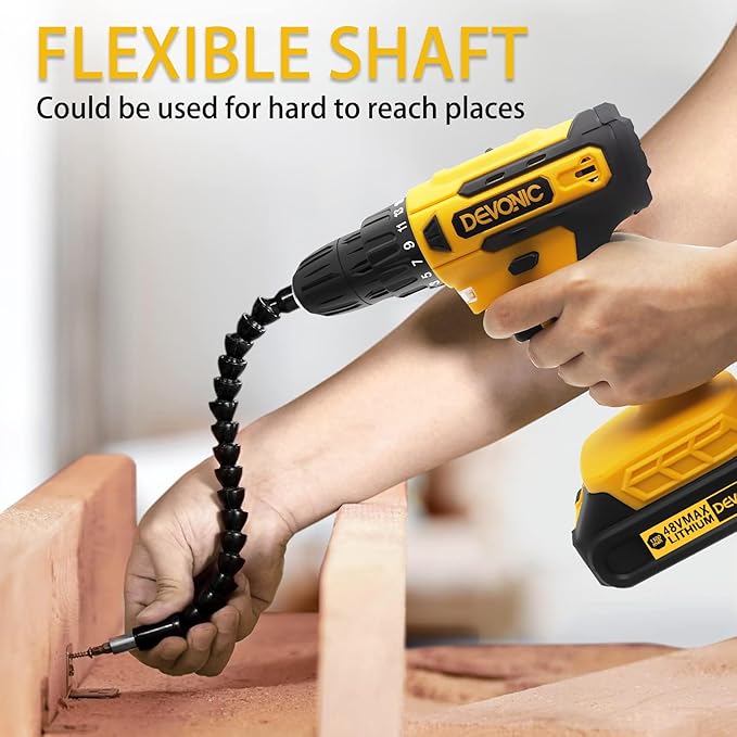 DEVONIC Cordless Drill Set,21V Electric Drill with 1 Lithium Battery and Charger,3/8"Keyless Chuck,25+1 Torque Setting and 28pcs Screwdriver Bits