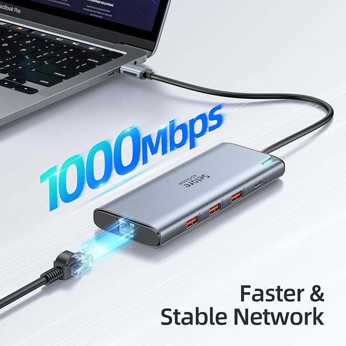 Docking Station USB C Video,8K Laptop Docking Station Dual Monitor 8K@60Hz 2*HDMI,USB-C Hub with USBC Video Output,4 * 10Gbps USB Port,Ethernet,100W PD for Portable Monitor,MacBook Pro/Air,Dell,HP
