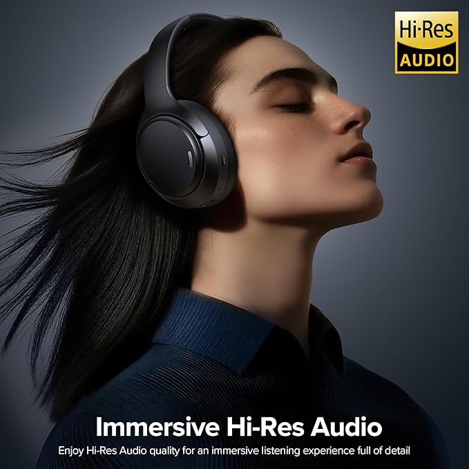 TAGRY Hybrid Active Noise Cancelling Bluetooth Headphones ENC Mic Clear Call Over Ear Headphones 120Hrs Playtime Wireless Earbuds with Hi-Res Audio Low Latency ANC Headset for Game Travel Office Home