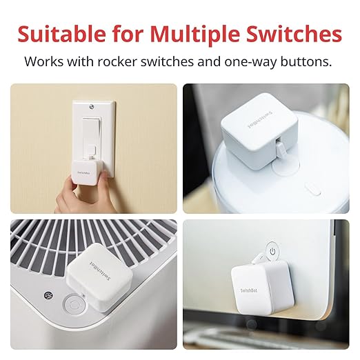 SwitchBot Smart Switch Button Pusher - Bluetooth Fingerbot for Rocker Switch/One-Way Button, Automatic Light Switch, Timer and APP Control, Works with Alexa When Paired with SwitchBot Hub (Black)