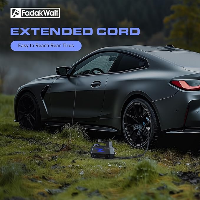 Tire Inflator Portable Air Compressor, DC 12V Tire Air Pump with LED and 150PSI Digital Pressure Gauge, Portable Tire Inflator for Car Tires, Motorcycles, Bike, Ball (Blue)